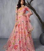 Adorable Pink Print and Dori Organza Event Wear Lehenga Choli With Dupatta