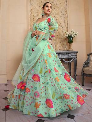 pista print and dori organza lehenga set choli with dupatta with dupatta 1