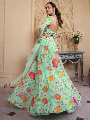 pista print and dori organza lehenga set choli with dupatta with dupatta 5