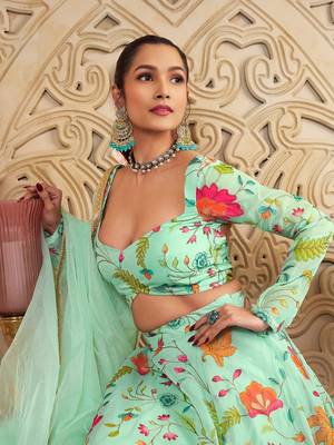 pista print and dori organza lehenga set choli with dupatta with dupatta 6