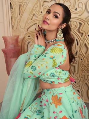 pista print and dori organza lehenga set choli with dupatta with dupatta 7