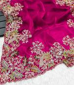 Pink Pure jimmy choo silk with coding sequence embroidery work 