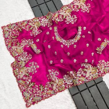 Pink jimmy choo silk with coding sequence embroidery work  3