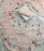 Chiffon Georgette fabric with  Multi colour sequence embroidery work