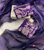 Purple jimmy choo silk with 3mm sequence embroidery work lace border with blouse