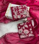 Pink jimmy choo silk with 3mm sequence embroidery work lace border with blouse