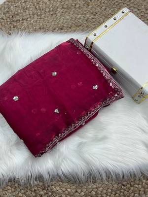Pink jimmy choo silk with 3mm sequence embroidery work lace border with blouse 3