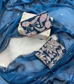 Blue jimmy choo silk with 3mm sequence embroidery work lace border with blouse