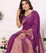 Purple Soft Silk Smooth Flowy Utter Light Weight Saree