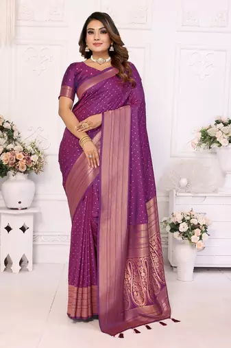 Purple Soft Silk Smooth Flowy Utter Light Weight Saree