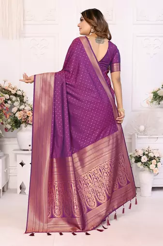 Purple Soft Silk Smooth Flowy Utter Light Weight Saree