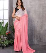 Ready To Wear Light Pink Silk Blend Saree Jari Weaving Saree 