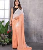 Ready To Wear Light Orange Silk Blend Saree Jari Weaving Saree