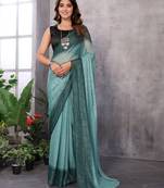 Ready To Wear Green Silk Blend Saree Jari Weaving Saree With Blouse