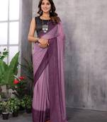 Ready To Wear Purple Silk Blend Saree With Zari Weaving Saree With Blouse