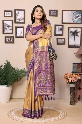 Gold Banarasi Tissue Silk Saree