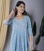 floral printed gotta patti pure cotton dress