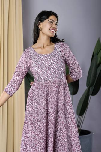 Jaitpuriya women ethnic motifs printed empire gotta patti dress with dupatta