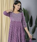 women ethnic motifs printed empire gotta patti dress  with dupatta