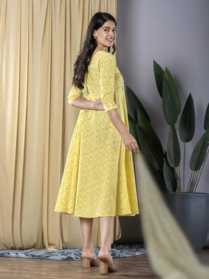 ethnic printed gotta patti anarkali pure cotton dress 3
