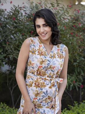 women green floral print fit & flare dresses 4
