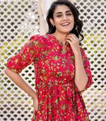 women pink floral print frock dress dresses