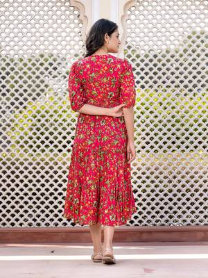 women pink floral print frock dress dresses 3