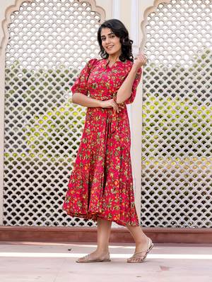 women pink floral print frock dress dresses 5