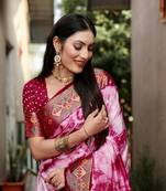 Pink Shibori Pattern art Silk Saree