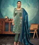 Light green premium embroidered with servoswaki daimond jimmy choo semi stitched salwar suit