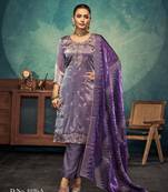 Purple premium embroidered with servoswaki daimond jimmy choo semi stitched salwar suit