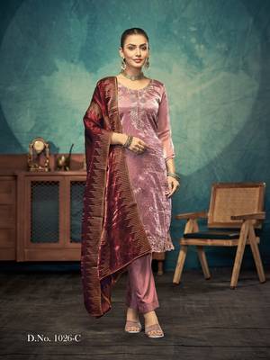 Peach premium embroidered with servoswaki daimond jimmy choo semi stitched salwar suit 1
