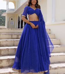Gorgeous Blue Laheriya Print Georgette Wedding Wear Lehenga Choli