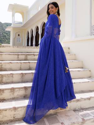 Gorgeous Blue Laheriya Print Georgette Wedding Wear Lehenga Choli 5