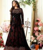 Black embroidered georgette  chudidar abaya.(size Free size full stitched Up To 42")