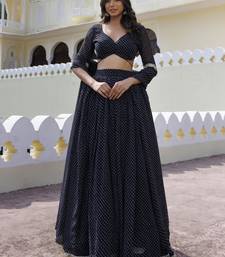 Incredible Black Laheriya Print Georgette Wedding Wear Lehenga Choli
