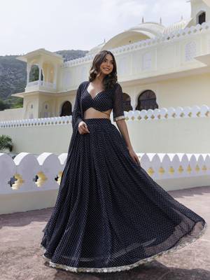 Incredible Black Laheriya Print Georgette Wedding Wear Lehenga Choli 3
