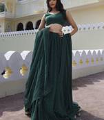 Wonderful Green Laheriya Print Georgette Wedding Wear Lehenga Choli