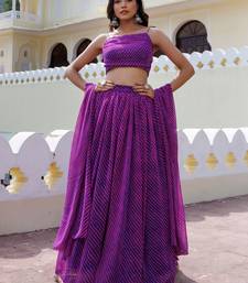 Lovely Purple Laheriya Print Georgette Wedding Wear Lehenga Choli