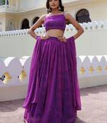 Lovely Purple Laheriya Print Georgette Wedding Wear Lehenga Choli