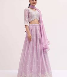 Adorable Pink Sequins Georgette Sangeet Wear Lehenga Choli