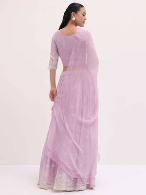 Adorable Pink Sequins Georgette Sangeet Wear Lehenga Choli 3
