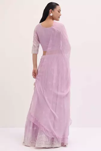 Adorable Pink Sequins Georgette Sangeet Wear Lehenga Choli