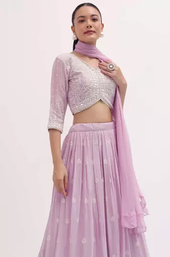 Adorable Pink Sequins Georgette Sangeet Wear Lehenga Choli