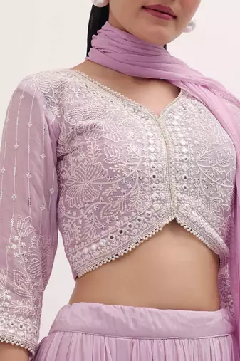Adorable Pink Sequins Georgette Sangeet Wear Lehenga Choli