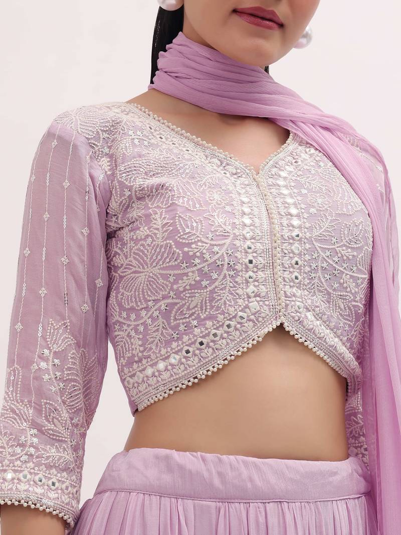 Adorable Pink Sequins Georgette Sangeet Wear Lehenga Choli
