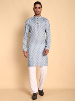 Arabesque batik digital print knee length kurta mandarin collar mandarin collar teal small 2
