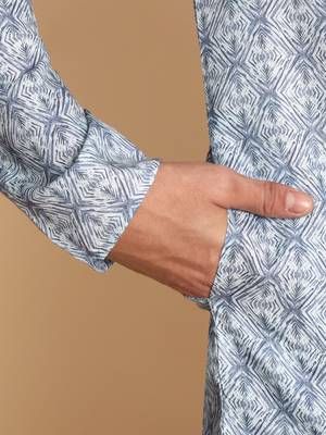 Arabesque batik digital print knee length kurta mandarin collar mandarin collar teal small 4
