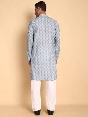 Arabesque batik digital print knee length kurta mandarin collar mandarin collar teal small 5