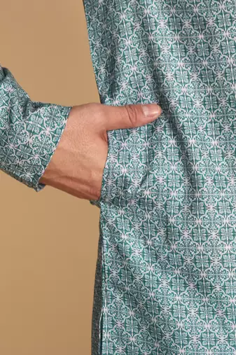 Arabesque batik digital print knee length kurta mandarin collar mandarin collar lavender small
